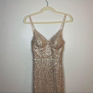 B Smart sequin gold slit dress